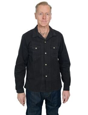 Knickerbocker Men's Large Black Snap Front Shirt Jacket Western Workwear U5-24